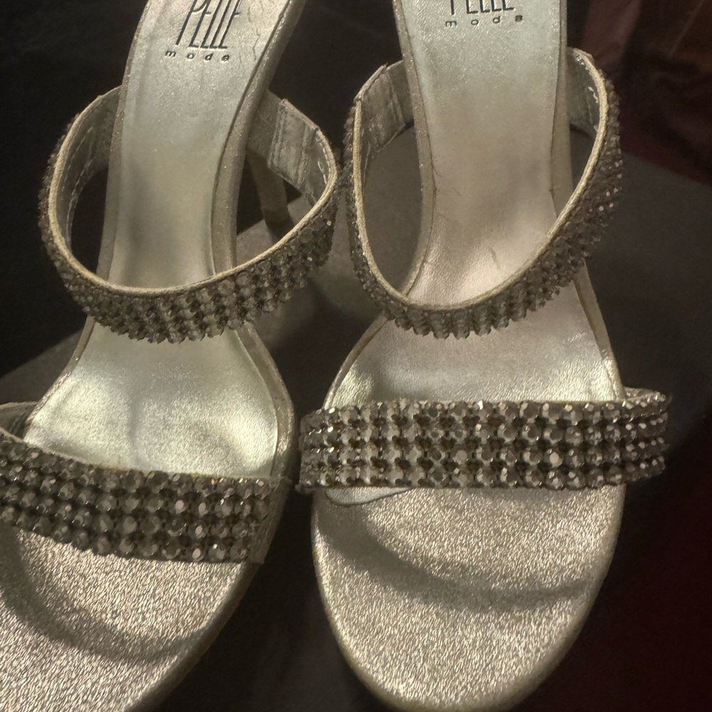 Pelle Moda Silver Rhinestone Heels